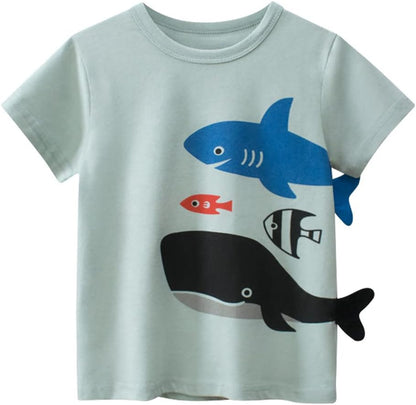 Boys' 4-Pack Excavator Short Sleeve Crewneck T-Shirts Top Tee Size 2-7 Years Toddler Boys' Value Pack Cotton T-Shirt