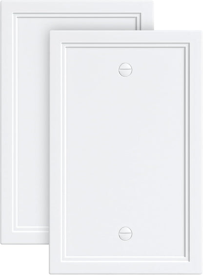 2-Pack Blank Outlet Cover Wall Plate, Natural Material Switch Plates Outlet Covers, Pure White Decorative Wall Plates for Electrical Outlets