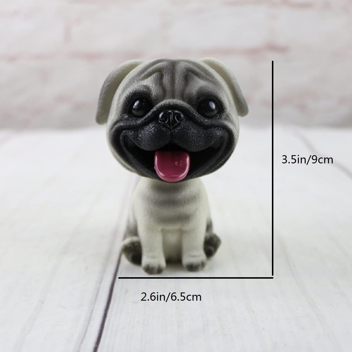 Resin Bobbing Head Dog Figurines Mini Bobblehead Puppy for Home Office Desk Car Dashboards Decor Ornaments (Pug)