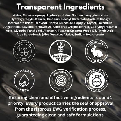 Mens Natural Body Wash - Ultra Hydrating, EWG Verified Clean Formula, Lavender Sands Scent