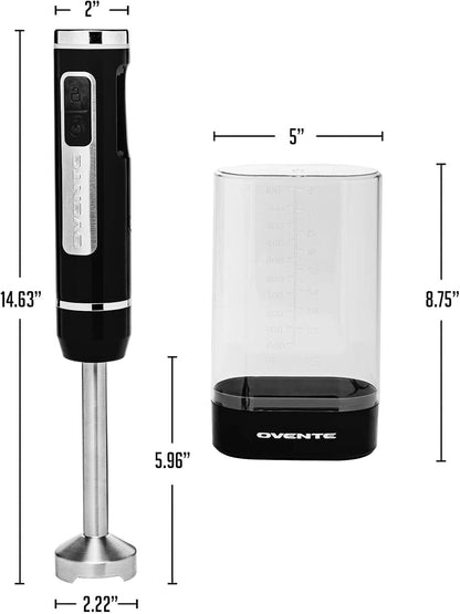 OVENTE Cordless Immersion Hand Blender, Rechargeable Handheld Portable Stick Mixer with 8 Mixing