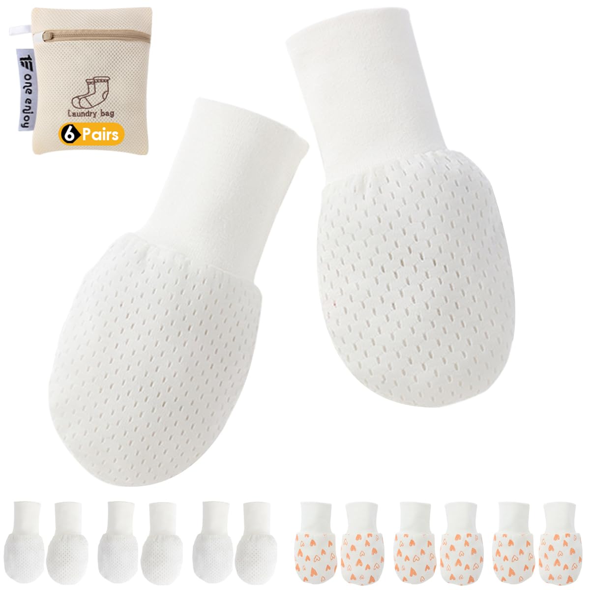 Baby Mittens Anti Scratch Baby Girl Mittens No Scratch Mittens Baby Girls Hands Gloves for 6-12 Months Babies Girls (6 Pairs)