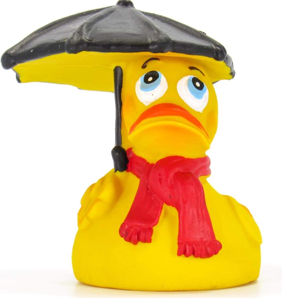 Lanco Umbrella Raining Rubber Duck Bath Toy | All Natural, Organic, Eco Friendly, Squeaker Brand |