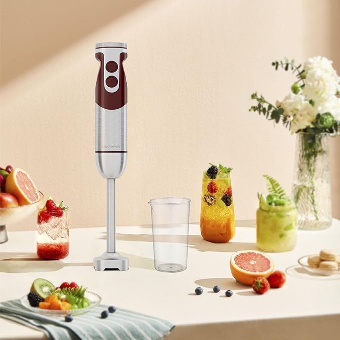 MegaWise 5-in-1 Immersion Hand Blender Set with Variable Speed, 400W, Stainless Steel - Includes