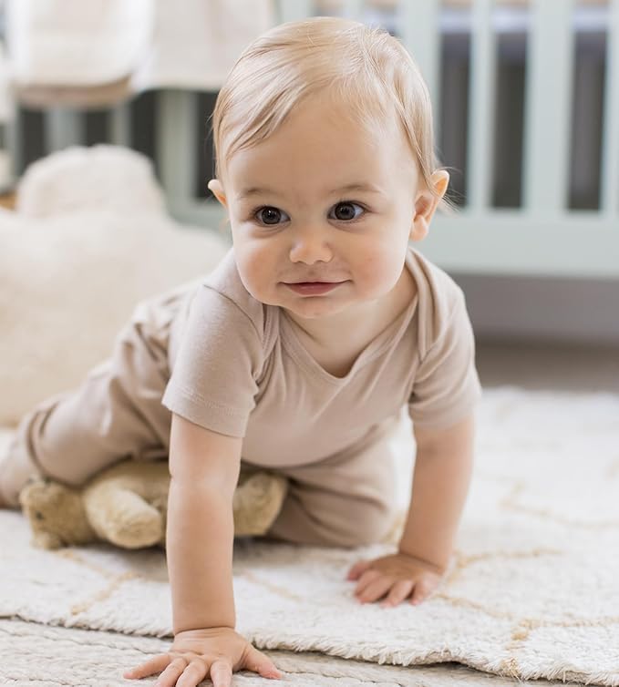 Burt's Bees Baby Unisex Organic Cotton Short and Long Sleeve Bodysuits, 5-Pack