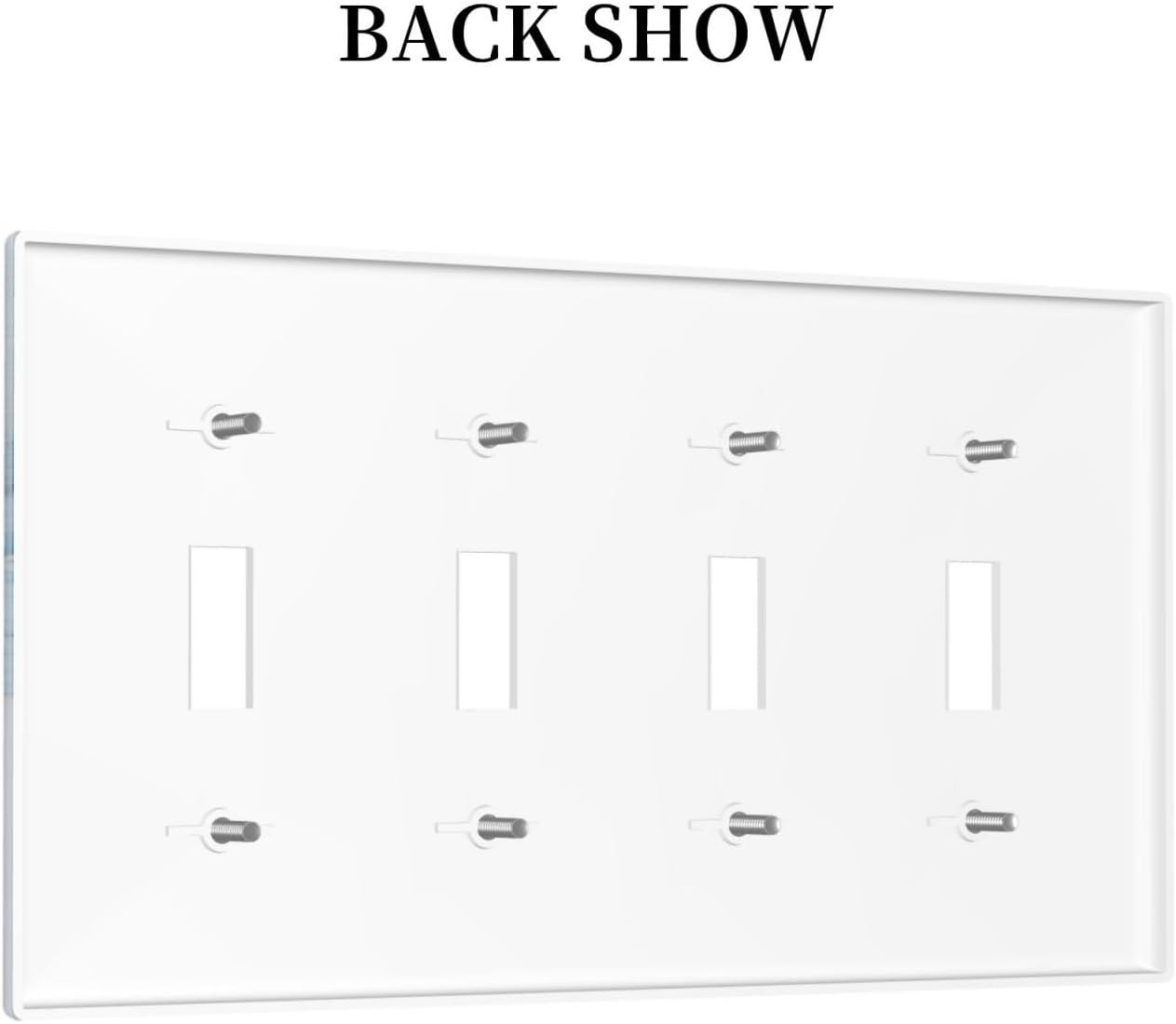 Decorative Switch Covers Plate Modern Abstract Blue Gold Line Marble 4 Gang Artistic Wall Plate Unique Quad Toggle Light Switch Plate Jumbo Faceplate for Kitchen Bedroom Home Decor