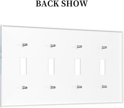 Decorative Switch Covers Plate Modern Abstract Blue Gold Line Marble 4 Gang Artistic Wall Plate Unique Quad Toggle Light Switch Plate Jumbo Faceplate for Kitchen Bedroom Home Decor