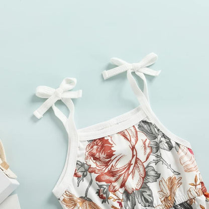 WZTYYDS Toddler Baby Girl Summer Clothes Floral Romper Tie-Up Strap Halter Jumpsuit Infant Summer Sling Playsuit 6M-3T