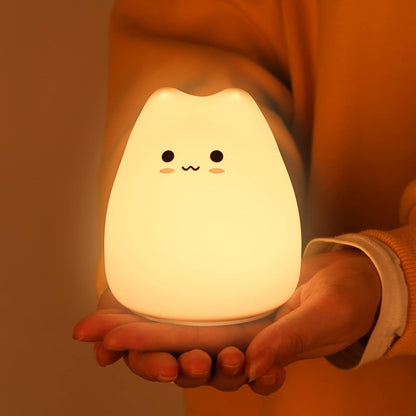 ZKLiLi Cat Night Light for Kids,Cute Night Lamp for Nursery,Squishy Silicone Cat Touch Lights Portable, Gift for Birthday and Christmas for Kids Baby Children