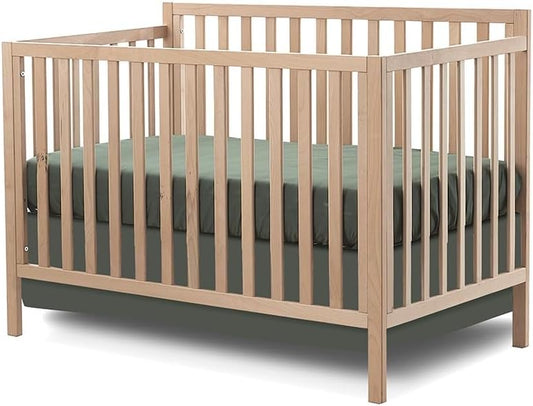 Sorelle Essex Euro 4-in-1 Convertible Crib & Changer – Nursery Furniture Set, Wooden Baby Crib with Non-Toxic Finish, Integrated, Toddler Bed, Daybed, and Full-Size Bed Conversion Kit – Natural