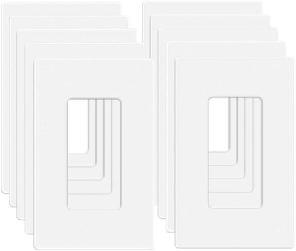 10 Pack 1-Gang Screwless Wall Plate, Decora Outlet Cover Plates, 4.57” H x 2.76” L, for Light Switch, Dimmer, GFCI, USB Outlet