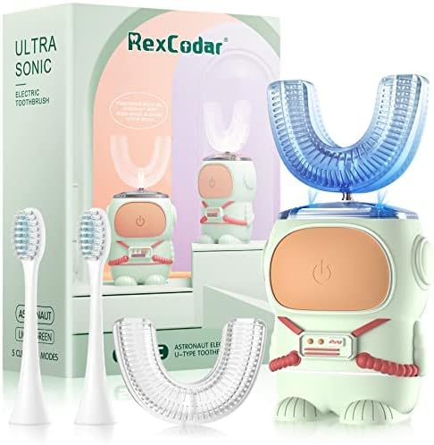Ultrasonic Kid's U-Shaped Electric Toothbrush, IPX7 Waterproof, Five Cleaning Modes, 60S Smart