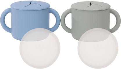 WeeSprout Snack Containers, Food Grade Silicone Cups, Spill-Proof Tops For Toddlers and Babies