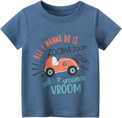 Boys' 4-Pack Excavator Short Sleeve Crewneck T-Shirts Top Tee Size 2-7 Years Toddler Boys' Value Pack Cotton T-Shirt