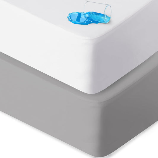 Biloban Mini Crib Sheets Fitted Waterproof 38'' x 24'', 2 Pack Mattress Protector Cover Fits for Dream on Me/Newton Mini Crib Mattress, Portable Sheet for Boys & Girl