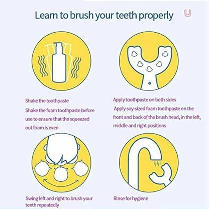 Kids Electric Toothbrush，U Shaped Toothbrush Waterproof Battery Powered 360 Automatic Sonic Toddler
