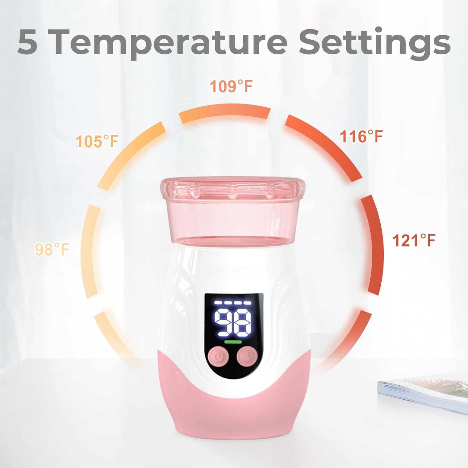 Portable Cordless Baby Bottle Warmer for Travel, Rechargeable with 8 Adapters & 1 Milk Powder