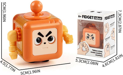 Fidget Robot Cube Fidget Toy, Magic Cube Stress and Anxiety Relief Toys, Fidgets Robot Cube Fidget Toy Cube Relaxing Hand-Held for Adults, Killing Time Cool Fidget Block for ADD/ADHD/OCD (Orange)