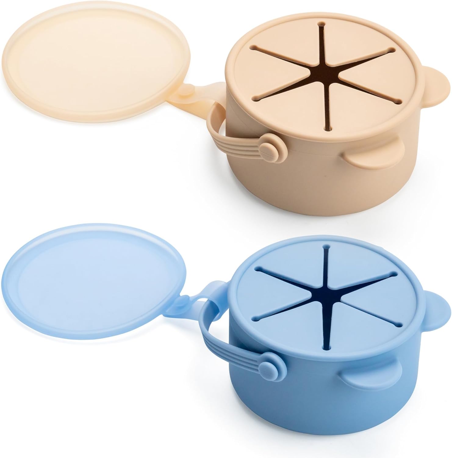 Silicone No Spill Snack Cups for Toddlers – Portable Baby Snack Cup Containers with Dustproof Lid