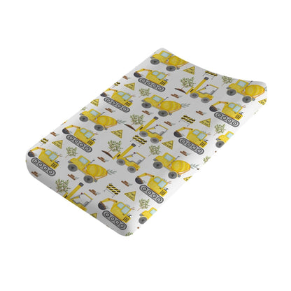 Construction Truck Excavator Tractor Trees Changing Pad Cover Cute Construction Trucks Plants Fitted Baby Change Table Sheets for Boys Girls Soft Stretch Fitted Changing Table Mats Cover 32''x16''