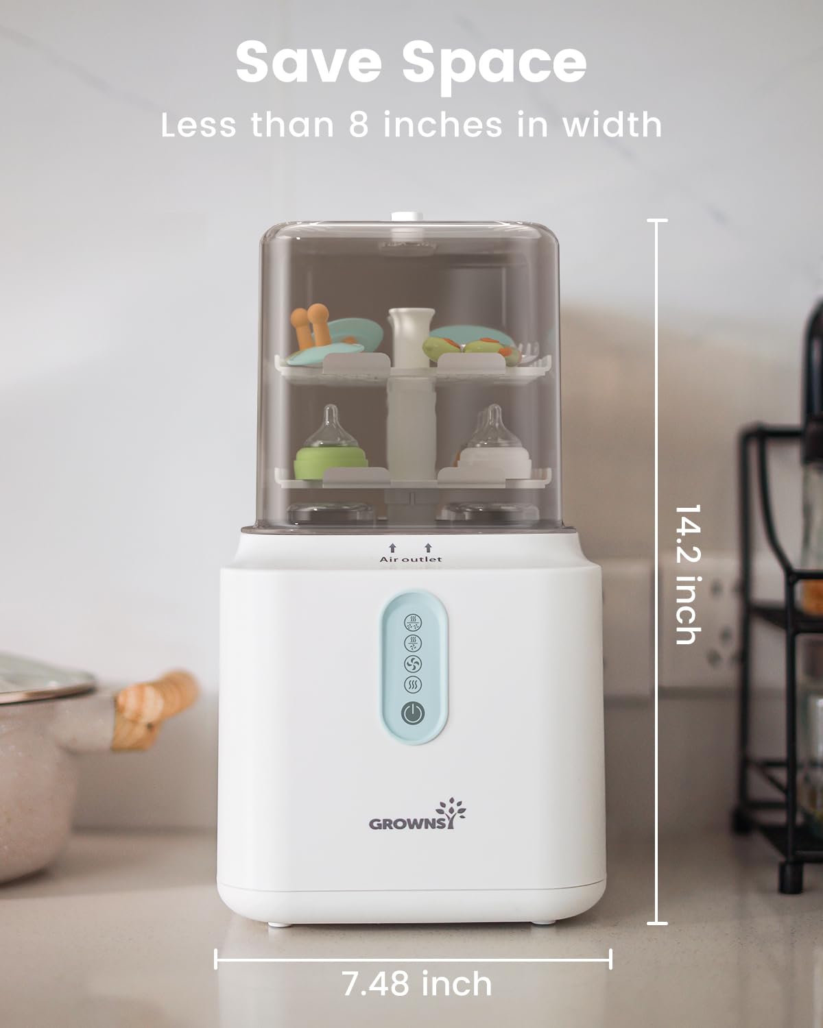 Grownsy 3-Layer Large Bottle Sterilizer and Dryer, Fast Sterilization and Drying, Universal Bottle