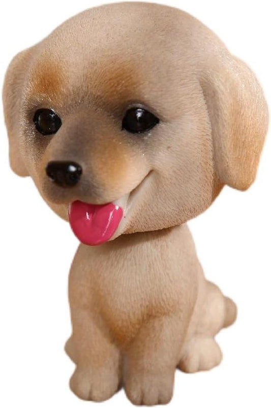 Resin Bobbing Head Dog Figurines Mini Bobblehead Puppy for Home Office Desk Car Dashboards Decor Ornaments (Labrador)