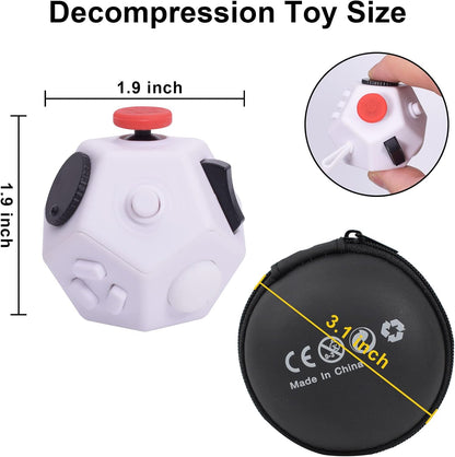 Mini Fidget Toys,12 Sides Finger Cube,Sensory Toys Relief Stress,Autism and Anxiety Depression Anti for Kids Adults Improve Focus (White)