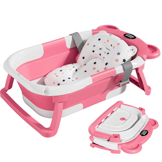 TPN Collapsible Baby Bathtub, Baby Bath Tub with Soft Cushion & Real-Time Thermometer, Baby Bathtub