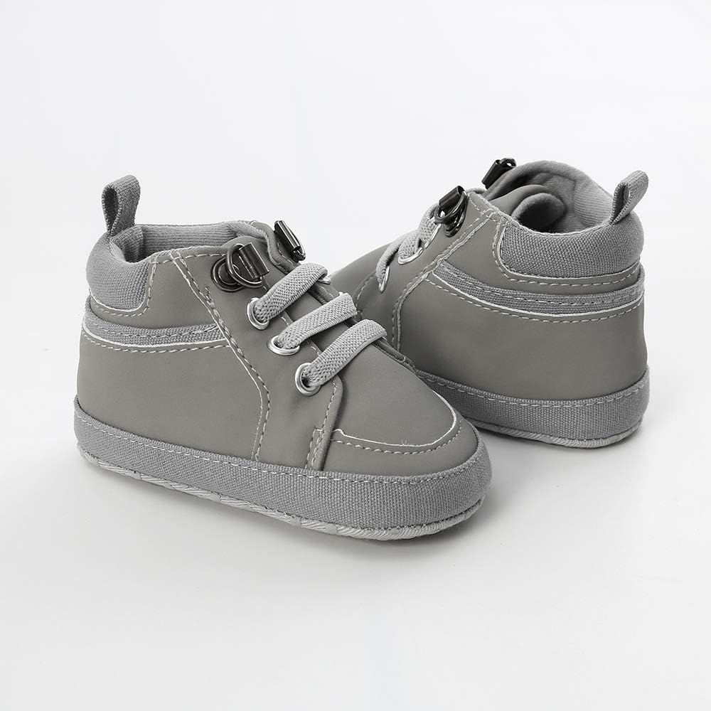 SOFMUO Baby Boys Girls High Top Ankle PU Leather Sneakers Soft Rubber Sole Infant Moccasins Newborn Oxford Loafers Anti-Slip Toddler Wedding Uniform Dress Shoes