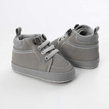 SOFMUO Baby Boys Girls High Top Ankle PU Leather Sneakers Soft Rubber Sole Infant Moccasins Newborn Oxford Loafers Anti-Slip Toddler Wedding Uniform Dress Shoes