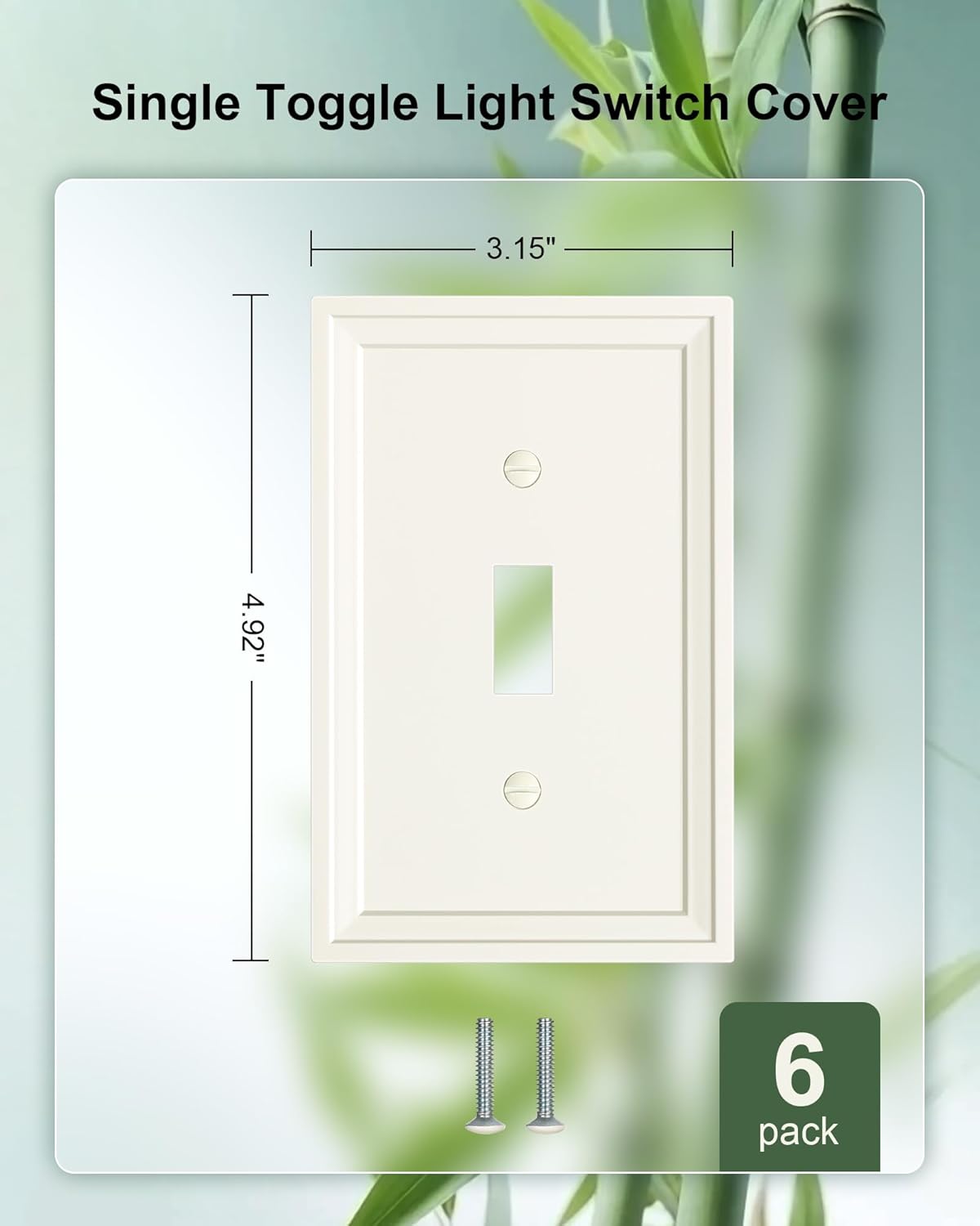 6-Pack Single Toggle Light Switch Covers Wall Plate, Light Almond Decorative Switch Plate Covers, 1