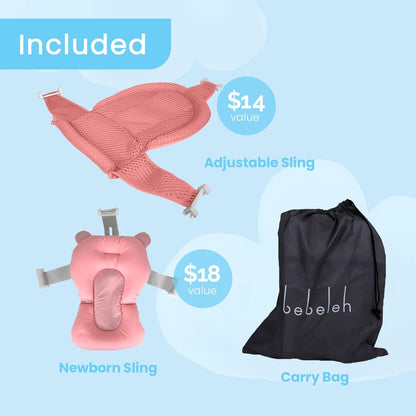 BEBELEH™ Collapsible Baby Bathtub – Bathtub + Baby tub Sling + Newborn Sling – Baby Bathtub Newborn