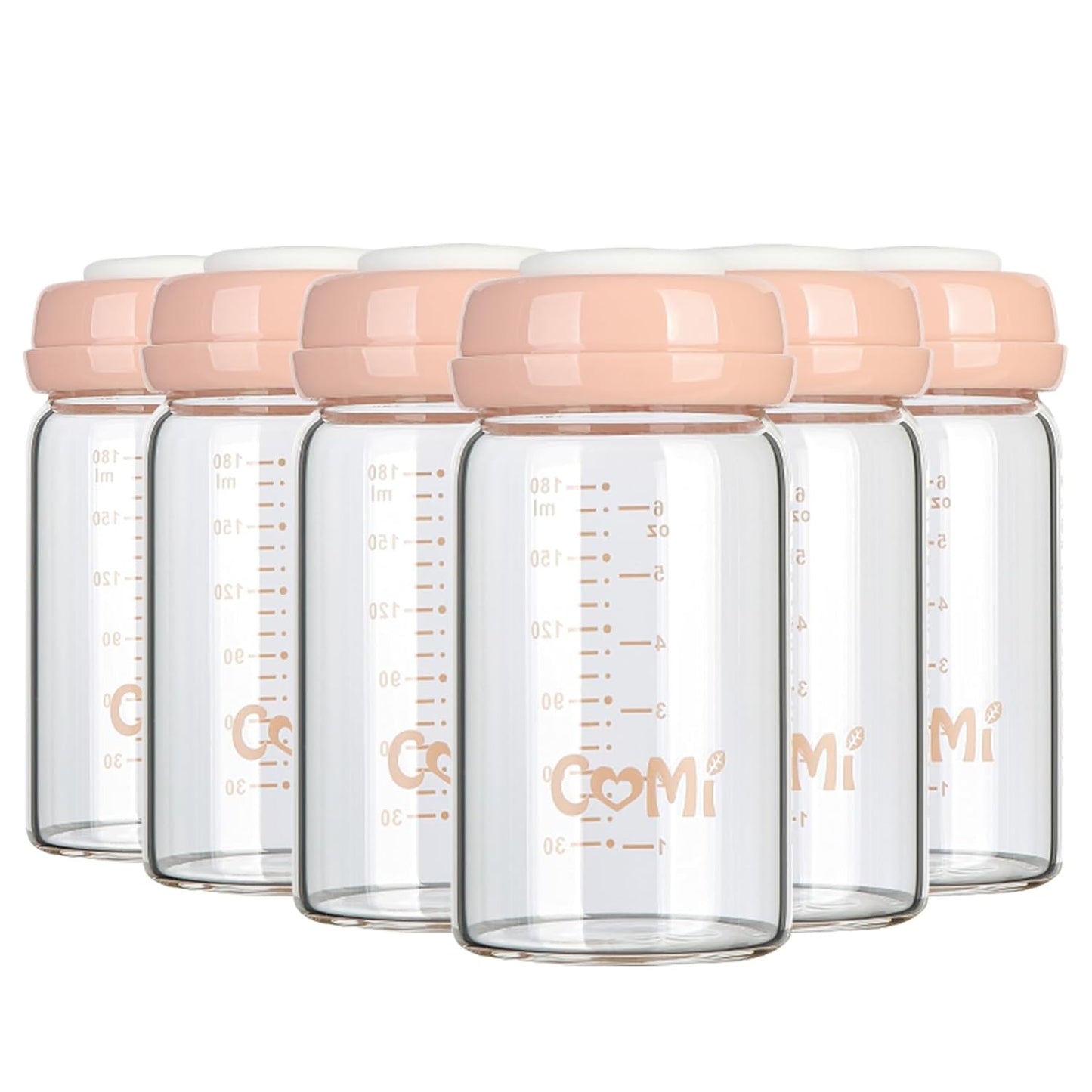 COMI Wide Neck Glass Breastmilk Collection n Storage Bottle, 6oz with Screw Ring Sealing Disk;