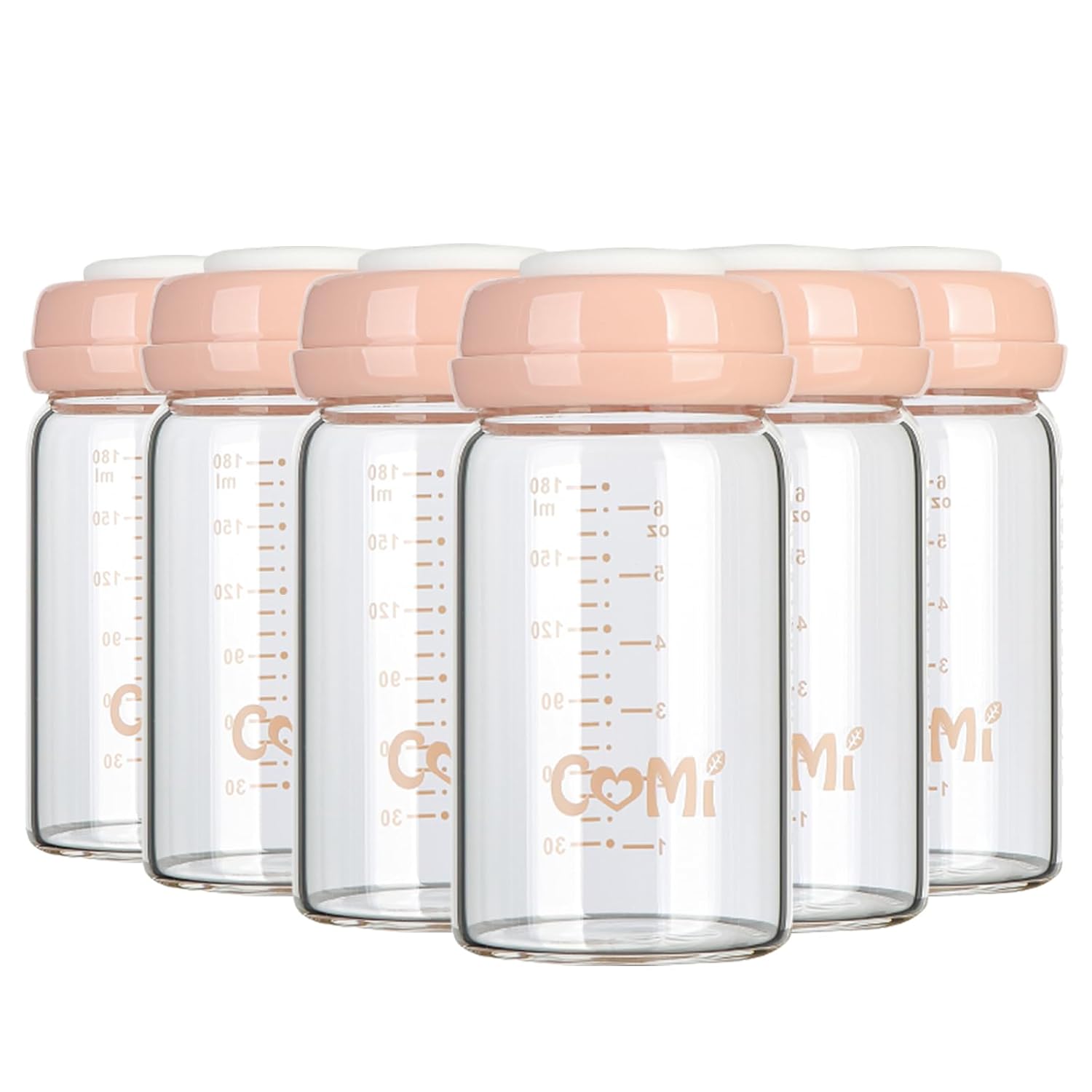 COMI Wide Neck Glass Breastmilk Collection n Storage Bottle, 6oz with Screw Ring Sealing Disk;