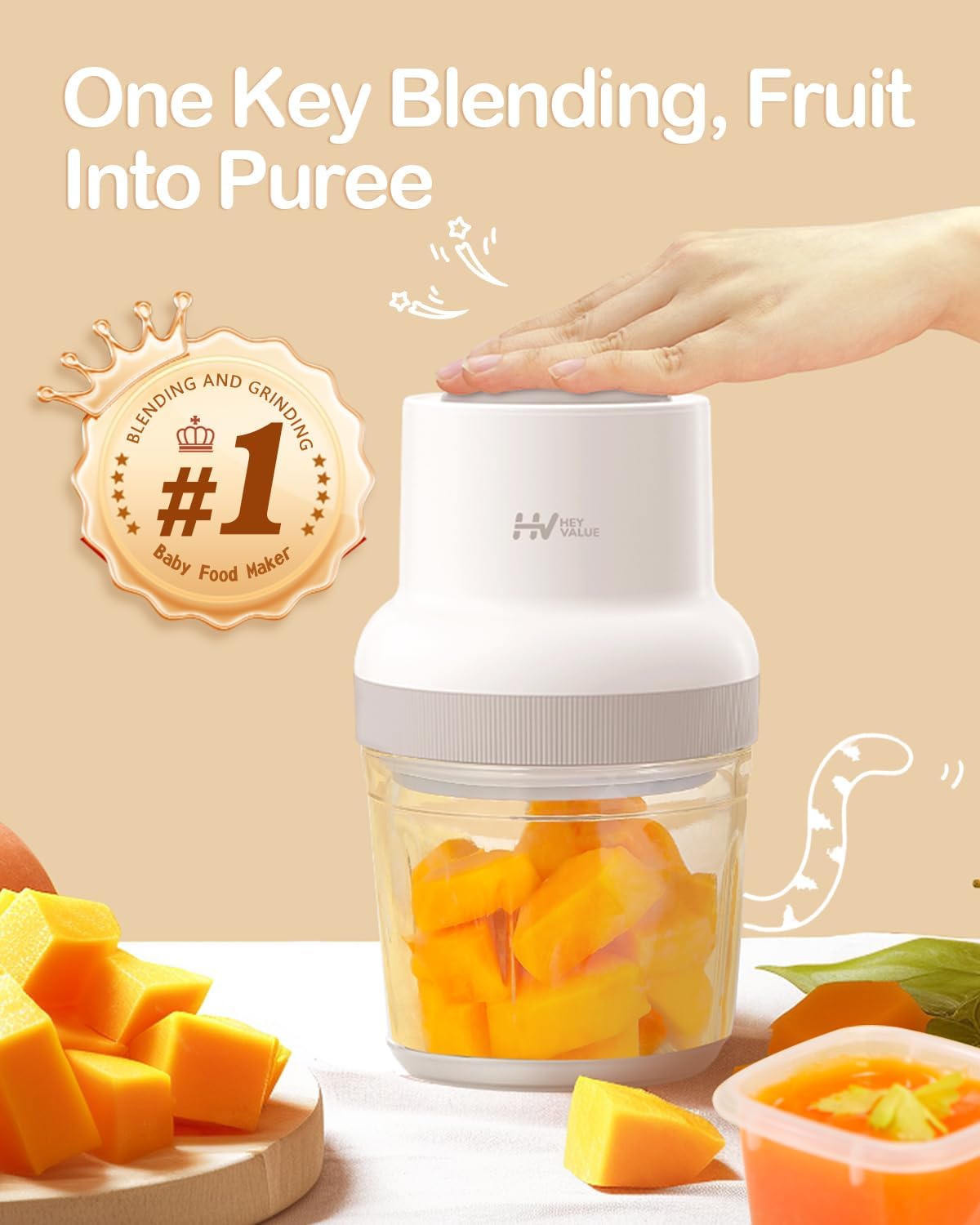 Baby Food Maker, HEYVALUE 13-in-1 Food Processor Set, Fruit, Vegatable, Meat, Baby Puree Blender