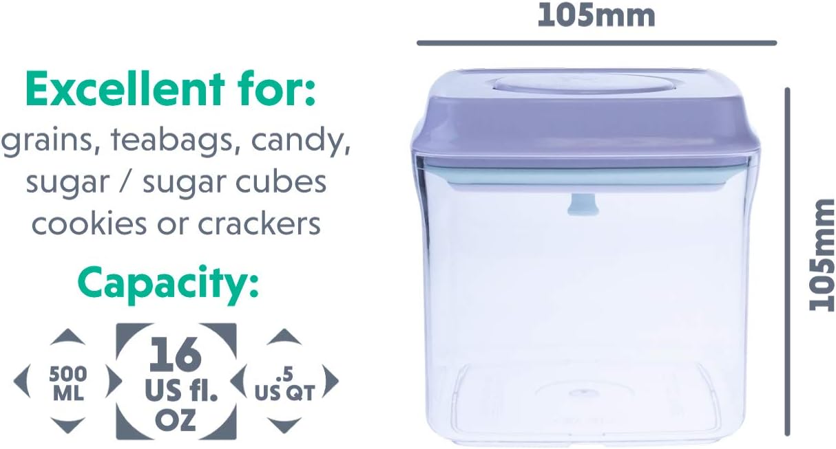 BopTop (1pc - 500ml) Airtight Food Storage Container – Mechanical Silicone Seal Canister - BPA-Free