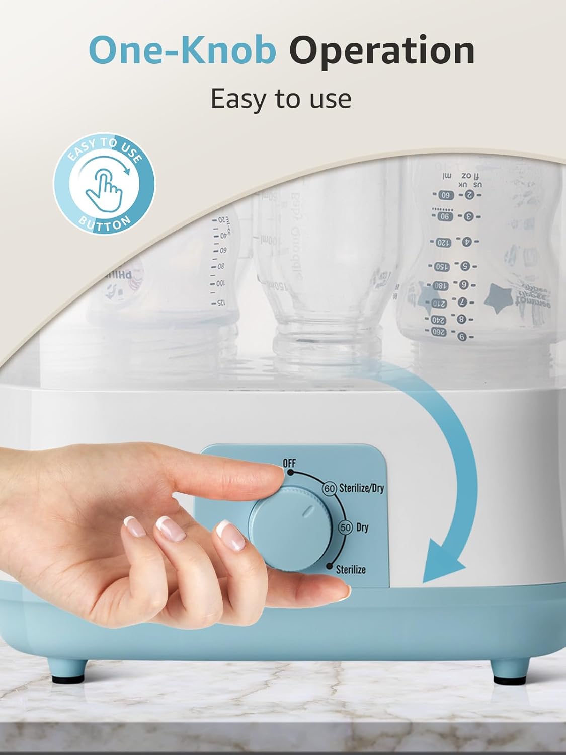 GROWNSY Adjustable 3 in 1 Large Bottle Sterilizer and Dryer, Electric Steam Baby Bottle Sterilizer
