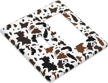 Outlet Covers Rustic Cowhide Highland Cow Milk Cow 1 Toggle 1 Rocker Combination Decorative Wall Plate Electrical Switch Plates Light Switch Cover Plate For Farmhouse Home Decor