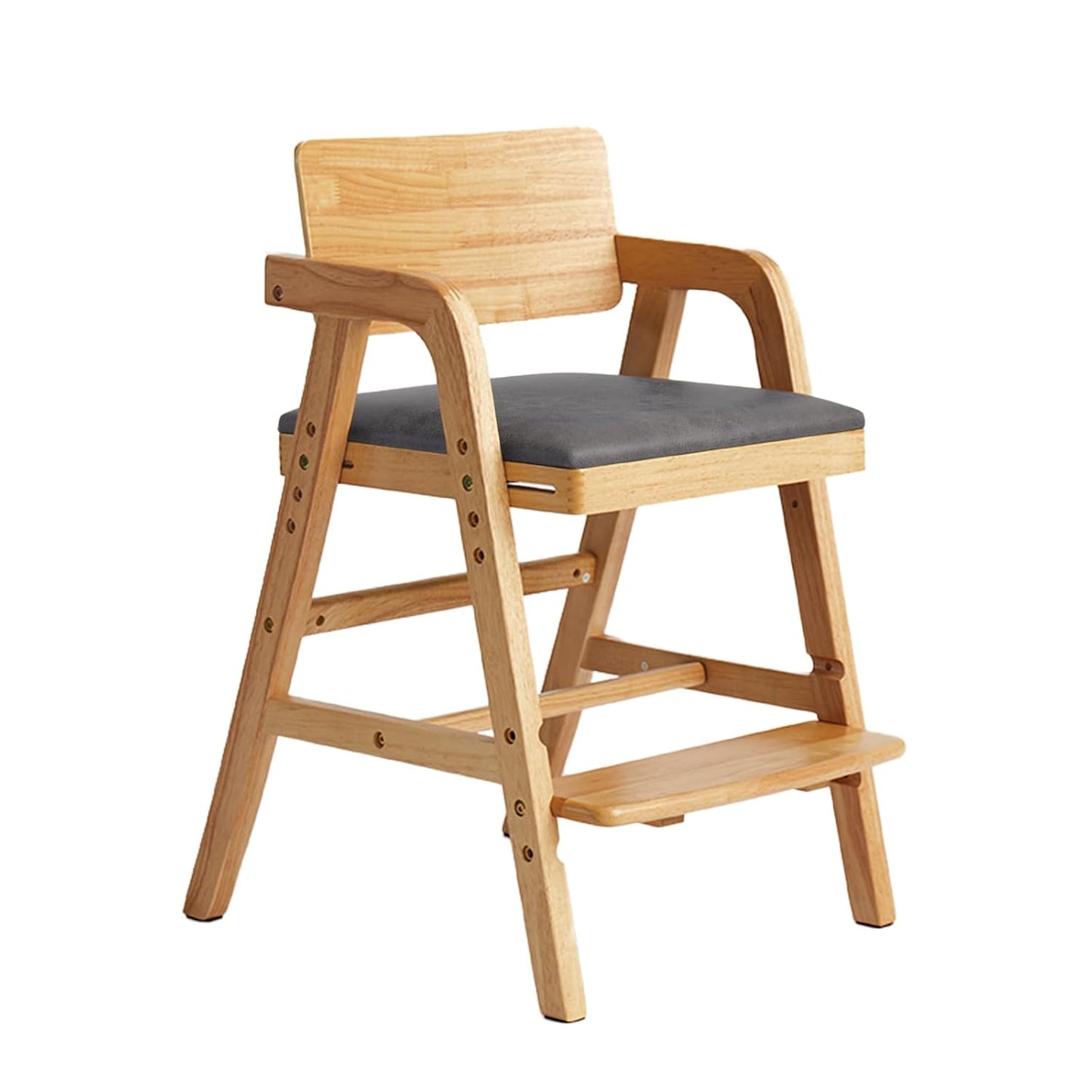 Solid Wood High Chair for Toddlers to Teens, Adjustable Height Toddler Dining Chair, Easy to Clean