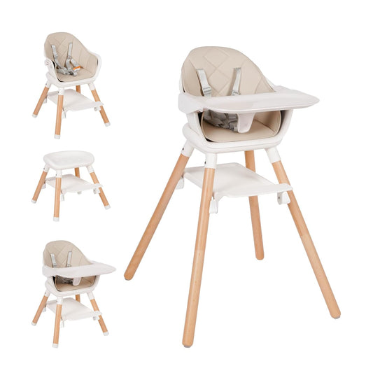 Baby High Chair, 6 in 1 Wooden Convertible High Chairs for Babies and Toddlers, Booster Seat with