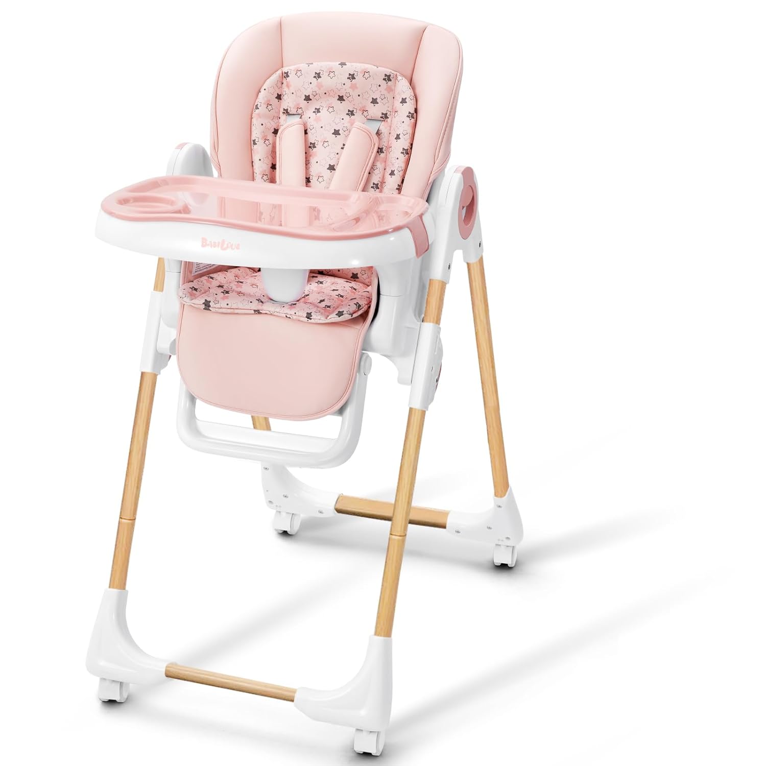 Foldable High Chair with Soft Cushion, High Chairs for Babies and Toddlers, Height Adjustable