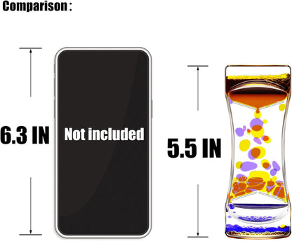 Purple Yellow Liquid Motion Bubbler Timer Set of 1 for Sensory Toys, Drop Oil Water Fidget Liquid Timer for Autism Toys, Relaxing Activity, Home Office Desk Toys, Holiday Stocking Filler