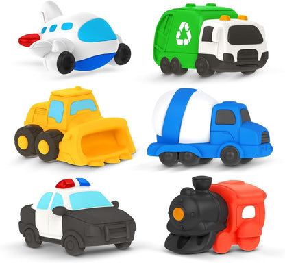 6 PCS Vehicle Floating Bath Toys Mold Free Infant Bath Tub Toys for 12 Months - No Hole Bathtub