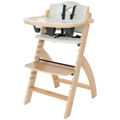 Abiie Beyond Junior Wooden High Chair with Tray - Adjustable and Convertible High Chair for Babies