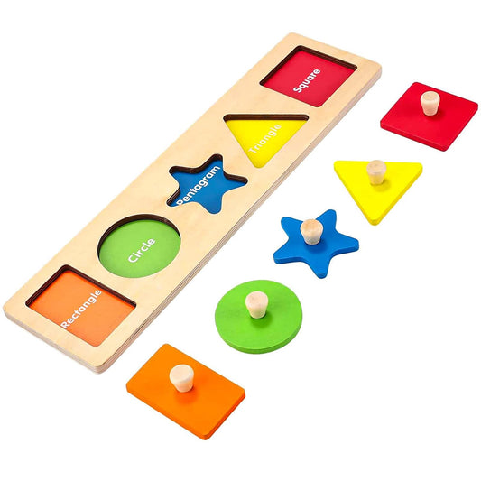 QODOFLR First Jumbo Knob Wooden Shape Puzzle for Toddlers 1-3,Montessori Toddler Puzzle Toys for1-2