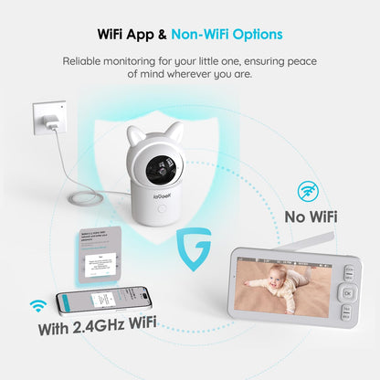 ieGeek 5" Split Screen Baby Monitor,HD Night Vision,2-Way Talk,Cry&Motion Detection,Temperature&Humidity Sensor,WiFi Baby Camera Monitor Supports Smartphone App(Upgrade)