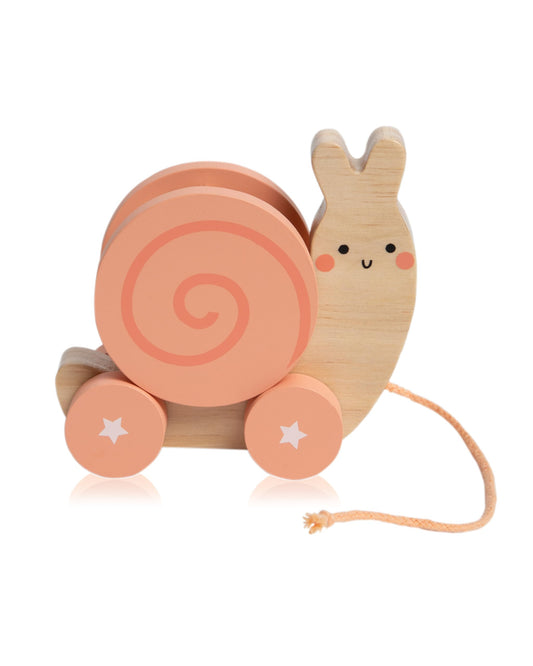 Pearhead Montessori Snail Pull Toy, Wooden Toddler Walking Toy
