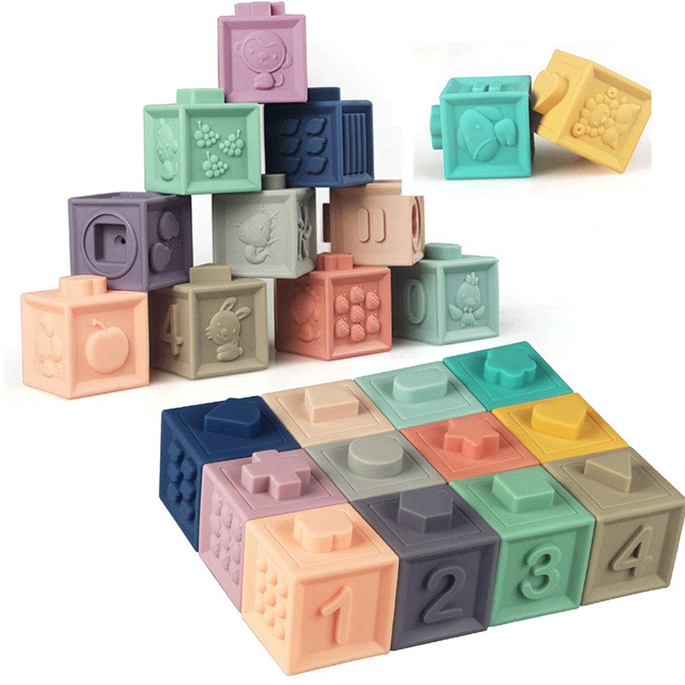Litand Soft Stacking Blocks for Baby - Sensory Montessori Toys Toddler Activities - Gifts for Boy