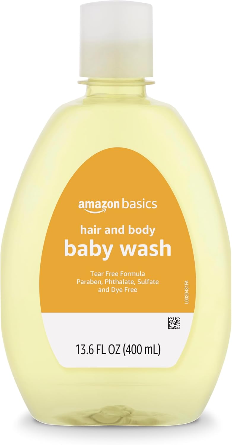 Amazon Basics Tear-Free Baby Hair and Body Wash, Lightly scented, 13.6 Fluid Ounce, 1-Pack