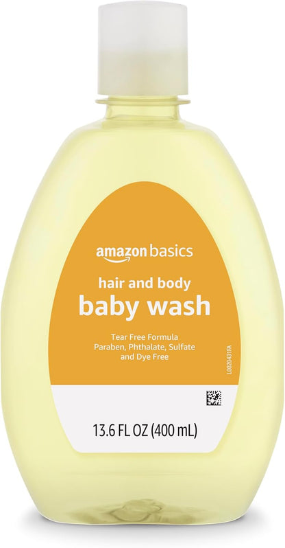Amazon Basics Tear-Free Baby Hair and Body Wash, Lightly scented, 13.6 Fluid Ounce, 1-Pack